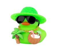 wonuu Summer Beachy Vacation Duckies, Tropical Paradise Rubber Duck Beach Surfing Ocean Voyage Rubber Ducks (Green, Coconut Drink, Palm Tree)