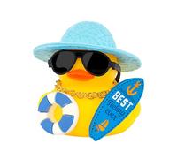 wonuu Summer Beachy Vacation Duckies, Tropical Paradise Rubber Duck Beach Surfing Ocean Voyage Rubber Ducks (Yellow, Surf Board, Lifebuoy)