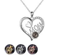 Wonvin Collection Personalised Necklace Photo Projection Chain Photo and Various Projection Template in Stone Pendant Customisable Individual Memory Gift (Mom love)