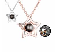 Wonvin Collection Personalised Necklace Photo Projection Chain Photo and Various Projection Template in Stone Pendant Customisable Individual Memory Gift (Five-point star)