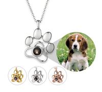 Wonvin Collection Personalised Necklace Photo Projection Chain Photo and Various Projection Template in Stone Pendant Customisable Individual Memory Gift (Puppy)