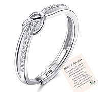 Wonvin Collection The Love Between Mother and Daughter is Forever Mother Daughter Ring, Love Knot Silver Ring for Women Forever Linked Mum And Daughter Rings Adjustable Thumb Rings (B)