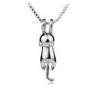 Wonvin Collection Womens 925 sterling silver 3D cute cat Lover Matte surface/smooth pendant necklace (Cat Necklace)