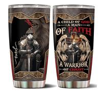 WONWIX A Child of God Man of Faith Warrior of Chirst Jesus Tumbler 20oz Stainless Steel Cups with Lid Travel Mug Coffee Cup Christian Gifts For Men Dad Husband Grandpa Christmas Birthday Fathers Day