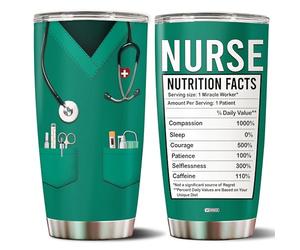 WONWIX Nurse Tumbler Cup Nutritional Facts Coffee Mug Gift 20oz Travel Mugs Drinking Cups Birthday Christmas Appreciation Week Nursing School Graduation Gifts for Nurses Practitioners