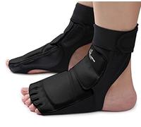 Wonzone Taekwondo Training Boxing Foot Gear Martial Arts Protector Sparring Gear Muay Thai Kung Fu Tae Kwon Do Feet Protector TKD Foot Gear Support for Men Women Kids Black (Large)