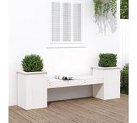 Woo Gar Bench with Planters Outdoor Flower Pot Bench 2 Planter Boxes Dou Fir 180x36x63 cm Perfect for Patio and Gar Decor