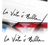 WOO LANDO La Vita e Bella XL Vinyl Sticker 40 x 8 cm - Das Leben ist Schön for Car Tuning, Set Accent for Motorcycle or Car (Black)
