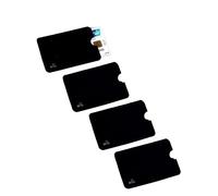 WOO LANDO Pack of 4 RFID & NFC Protective Cases for Credit Cards, EC Card, ID Card, Bank Card - 100% Credit Card Sleeves RFID Blocker Against Illegal Data Reading & Money Withdrawal, black, Minimalist