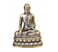 WOO MANTO Small Sitting Buddha Figure Portable - Miniature Statue Made of Brass Table Decoration Meditation Figure Antique Home/Office