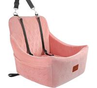 Wooaidagg Dog Booster Car Seat for Medium Sized Dog,Pet Travel Car Bed with Seat Belt Channle,Fully Detachable and Washable Car Dog Seat with Adjustable Straps,Easy to Install (Pink, Medium)