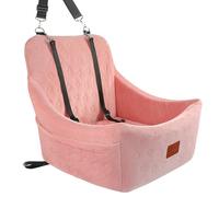 Wooaidagg Dog Booster Car Seat for Medium Sized Dog,Pet Travel Car Bed with Seat Belt Channle,Fully Detachable and Washable Car Dog Seat with Adjustable Straps,Easy to Install (Pink, Medium)
