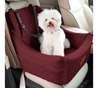 Wooaidagg Dog Booster Car Seat for Medium Sized Dog,Pet Travel Car Bed with Seat Belt Channle,Fully Detachable and Washable Pet Bed on the Road with Adjustable Straps,Easy to Install (Red, Medium)