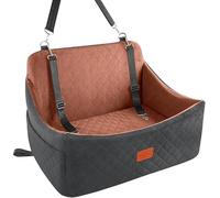 Wooaidagg Dog car seat for Large Dogs up to 55 lb,Super Soft fabic Filling in Memory Foam with Adjustable Straps and Two Safety Dog leashes,Fully Detachable and Washable (Black/Brown, Large)