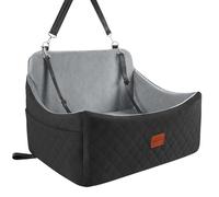 Wooaidagg Dog Car Seat for Medium & Large Dogs Up to 55lbs, Memory Foam Cushion, Washable Cover, Safety Straps & Non-Slip Bottom(Black/Grey,Large)