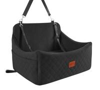 Wooaidagg Dog Car Seat for Medium & Large Dogs Up to 55lbs, Memory Foam Cushion, Washable Cover, Safety Straps & Non-Slip Bottom(Black,Large)