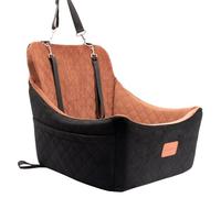 WOOAIDAGG Dog Car Seat for Medium Sized Dog,Pet Travel Car Bed with Seat Belt Channel,Fully Detachable and Washable Car Dog Seat with Adjustable Straps,3 Straps Easy to Install (Black/Brown)