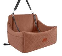 Wooaidagg Dog Car Seat for Up to 55lbs Pets,Easy to Install,Super Soft Fabic and Filling in Memory Foam,Fully Detachable and Washable Pet Car Seat(Brown,Large)