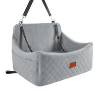 Wooaidagg Large Dog Car Seat,Memory Foam Car Dog Bed with Anti-Slip Bottom and Safety Belt Loops,Fully Detachable and Washable Car Seat for Dogs,Easy to Install(Grey,Large)