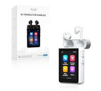Wooask A9S AI Translator Earbuds with Screen, Offline Language Translator with Camera Translation, ChatGPT-Powered, No Phone Required, for Global Business Travel & Digital Nomads (White)