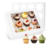 Woobroo 10pcs Cupcake Boxes 12 Hole, 32.5 * 24.8 * 9CM Cookie Boxes Bakery Box for Home Baking, Party, Wedding, Christmas, Halloween, Cake Shop