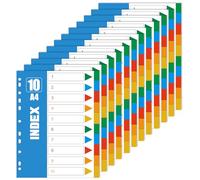Woobroo 12 Pack File Dividers - 1-10 Compartments, A4 Size, 11-Hole Lever Arch File Compatible with Multi-Color Index Pages for School and Office Organization