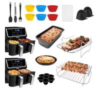 Woobroo 17 Pcs Air Fryer Kit for Ninja, Foodi DZ201/DZ401/550 Models, Includes Cooking Racks, Baking Sheets, Silicone Molds & Heat-Resistant Gloves
