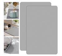 Woobroo 2-Piece Dish Drying Mat Set - 40x60cm Light Gray Absorbent Non-Slip Mat Suitable for Drying Dishes on Kitchen Countertops, Coffee Machine Mats, Etc.