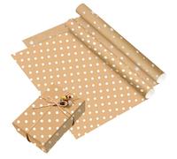 Woobroo 2 Roll Kraft Gift Wrapping Paper, 43cm x 15m Wrap Paper Roll for Birthday,Holiday,Baby Shower Xmas Gift Wrap(Dots-Stars)
