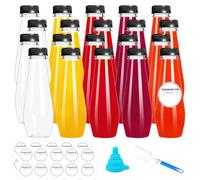 Woobroo 20 Pack Juice Bottles Plastic Bottles 350ML Empty Clear Juice Drink Bottles Reusable PET Plastic Bottles with Tamper-Evident Lids for Smoothies Milk Homemade Drinks