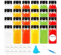 Woobroo 24 Pack Juice Bottles Plastic Bottles 120 ML Empty Clear Juice Drink Bottles Reusable PET Plastic Bottles with Tamper-Evident Lids for Smoothies Milk Homemade Drinks