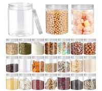 Woobroo 24 Pack Small Plastic Jars with Lids 210 ML Clear Plastic Jars, Reusable Spice Jars for Kitchen Pantry Crafts Slime Containers