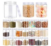 Woobroo 24 Pack Small Plastic Jars with Lids 210ml Clear Plastic Jars, Reusable Spice Jars for Kitchen,Pantry, Crafts Slime Containers(white)