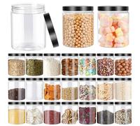 Woobroo 24 Pack Small Plastic Jars with Lids 210ml Clear Plastic Jars, Reusable Spice Jars for Kitchen,Pantry, Crafts Slime Containers(black)