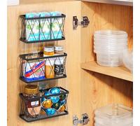 Woobroo 3 Pack Kitchen Cabinet Door Storage Box, Self-adhesive Cupboard Storage Organiser for Kitchen and Bathroom Spaces