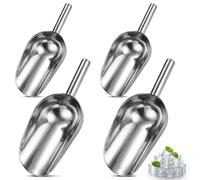 Woobroo 4 Pcs Ice Scoop Set - 8oz Stainless Steel Metal Scoops for Bar, Small Food Flour Scoop, Kitchen Dessert Spoon, Suitable for Party, Wedding, Buffet.