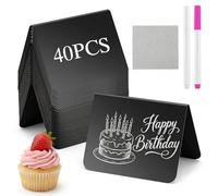 Woobroo 40 Pcs Mini Chalkboard Signs - V-Shaped Table Reservation Signs for Party, Café, Restaurant (Black)