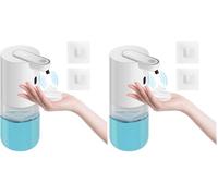 Woobroo 400 ML Rechargeable Non-Touch Soap-Dispenser with 4 Adjustable Foam Quantity for Wall Mounting with Infrared Motion Sensor-Automatic Cleaning, White (Pack of 2)