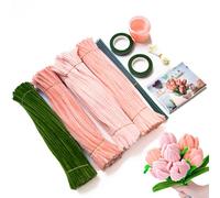 Woobroo 400PCS Pipe Cleaners for Craft Flowers, Macaron Pipe Cleaners Set for Floral Arrangements and Art Projects (Pink)