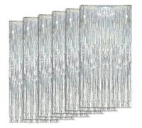 Woobroo 6 x Metal (1 x 2 m), Tinsel, Decoration Glitter foil for Wedding Party, Curtains with Fringes, Made of Aluminium, Silver, Luminium
