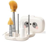 Woobroo 7 in 1 Baby Bottle Brush Set for Home and Travel, Grey