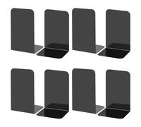 Woobroo 8 Pcs Heavy-Duty Metal Bookends - L-Shaped Shelf with Non-Slip Pads, Ideal for Decorating Home, Office, and Librarie (Black)