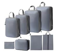 Woobroo Compression Packing Cubes Waterproof, 8 Packs Travel Packing Cubes Extensible Organizer Bags for Suitcases Luggage, Zipper