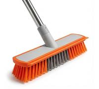 Woobroo Deck Scrubber with Long Handle 135 CM 2 in 1 Floor Scrubbing Brush with Long Handle | Stiff Bristle Outdoor Broom for Garage, Patio, Concrete & Decking,Deep Cleaning, Kitchen, Tile