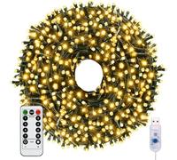 Woobroo Fairy Lights & USB String Lights, 20m 200 LEDs Copper Wire Light & Waterproof Outdoor Christmas Lights for Indoor Outdoor Lighting, Bedroom, Wedding Decor, Party, Christmas, Tree - Warm