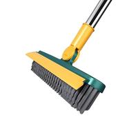 Woobroo Floor Scrubbing Brush with Long Handle 2 in 1,Shower Floor Scrubber for Cleaning, Patio Bathroom Garage Kitchen Wall Deck Tub Tile