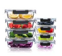 Woobroo Glass Container Food Storage with Lids, 16 Pieces (8 Containers + 8 Lids) Meal Prep Containers Set, Airtight Lunch Containers, Leak Proof, BPA Free for Microwave, Oven, Freezer, Dishwasher