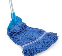 Woobroo Industrial Mop Heavy Duty Commercial String Mops, 2 Mopping Heads Wringer System with Wheels For Home Commercial School Restaurant Office Pub