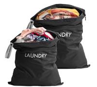 Woobroo Laundry Bag, 2 Pack Waterproof Travel Laundry Bags with Zipper, Fabric Bag in 2 Sizes, Foldable Dirty Laundry Bag, Laundry Storage Bag