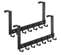 Woobroo Over Door Hooks, 2 Packs Heavy Duty Over Door Hanger with Rust Resistant Finish, 7 Hooks Aluminum Over Doors Coat Hooks Storage for Coats, Hats, Bags, Clothes, Towels